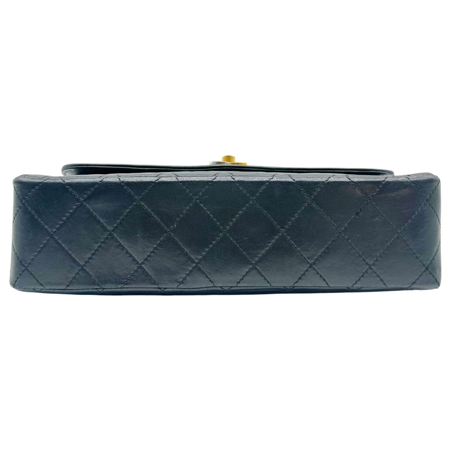 Chanel Black Lambskin Two-Tone Metal Double Flap Medium Diana Bag 1991-94