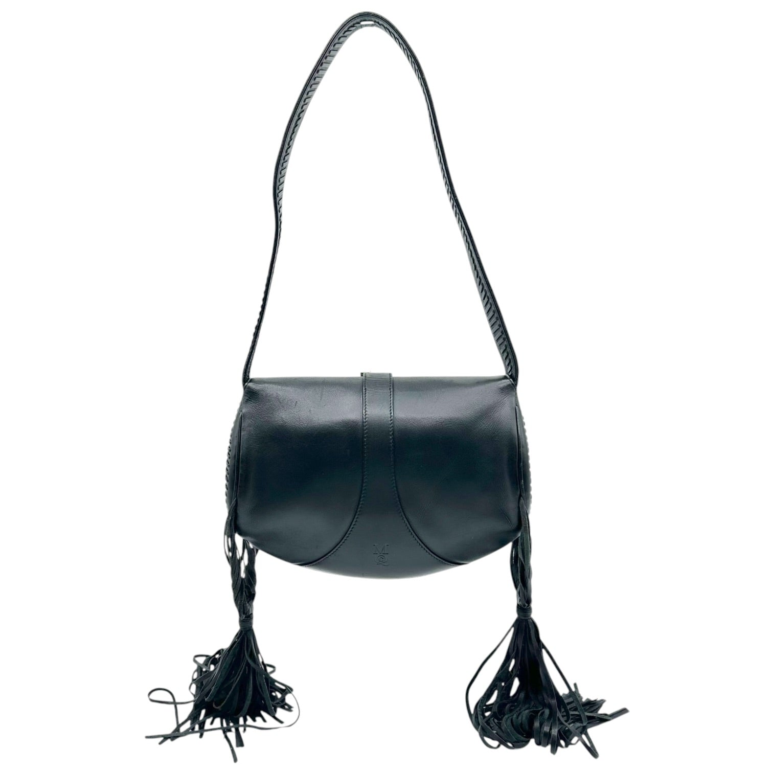 Alexander McQueen Black Fringe Whipstitch Shoulder Bag