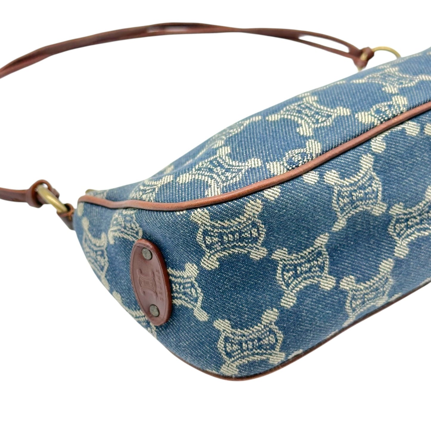 Celine Triomphe Monogram Blue Denim Pochette Bag