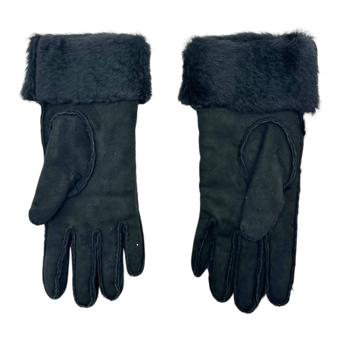Gucci Black Logo Embossed Shearling Gloves