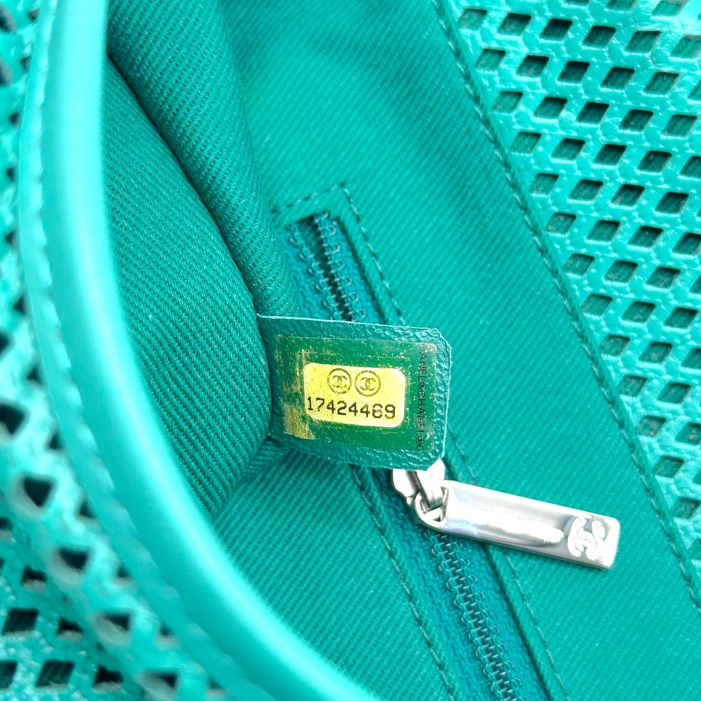 Chanel Medium Flap Bag Turquoise Perforated Leather