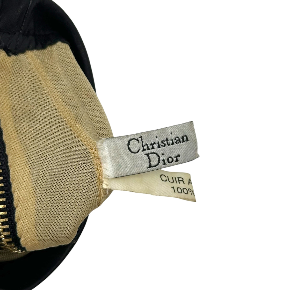 Christian Dior Black Lambskin Gloves with Gold Zipper