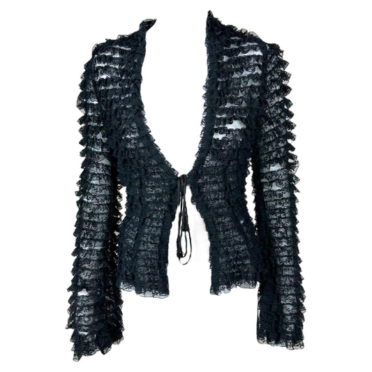 Dolce & Gabbana Lace Tiered Ruffle Cardigan Blouse