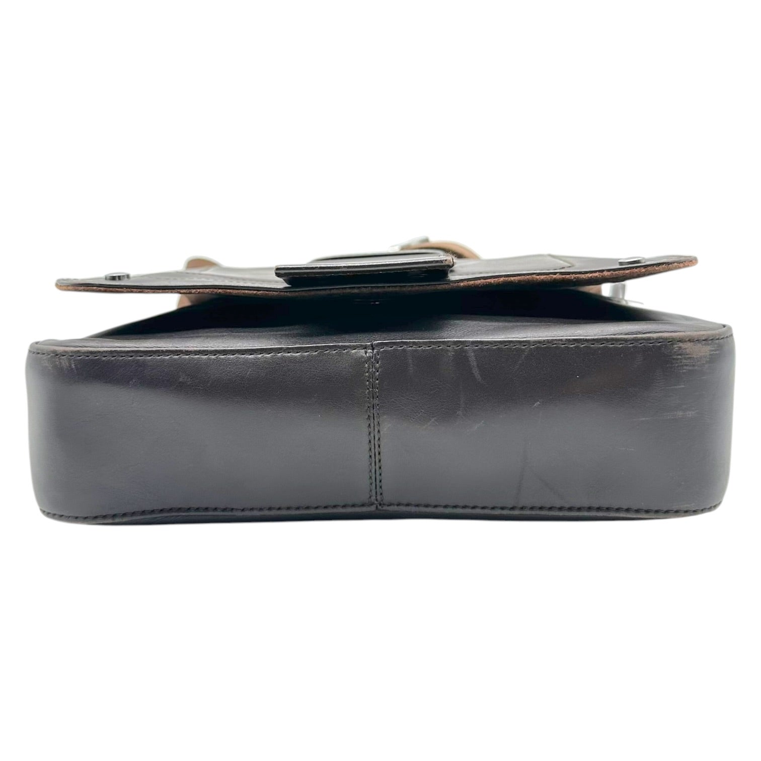 Christian Dior Brown Leather Silver Crossbody Bag