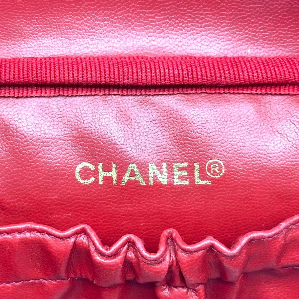 Chanel Red Caviar Leather Top Handle Vanity Bag 1994-96
