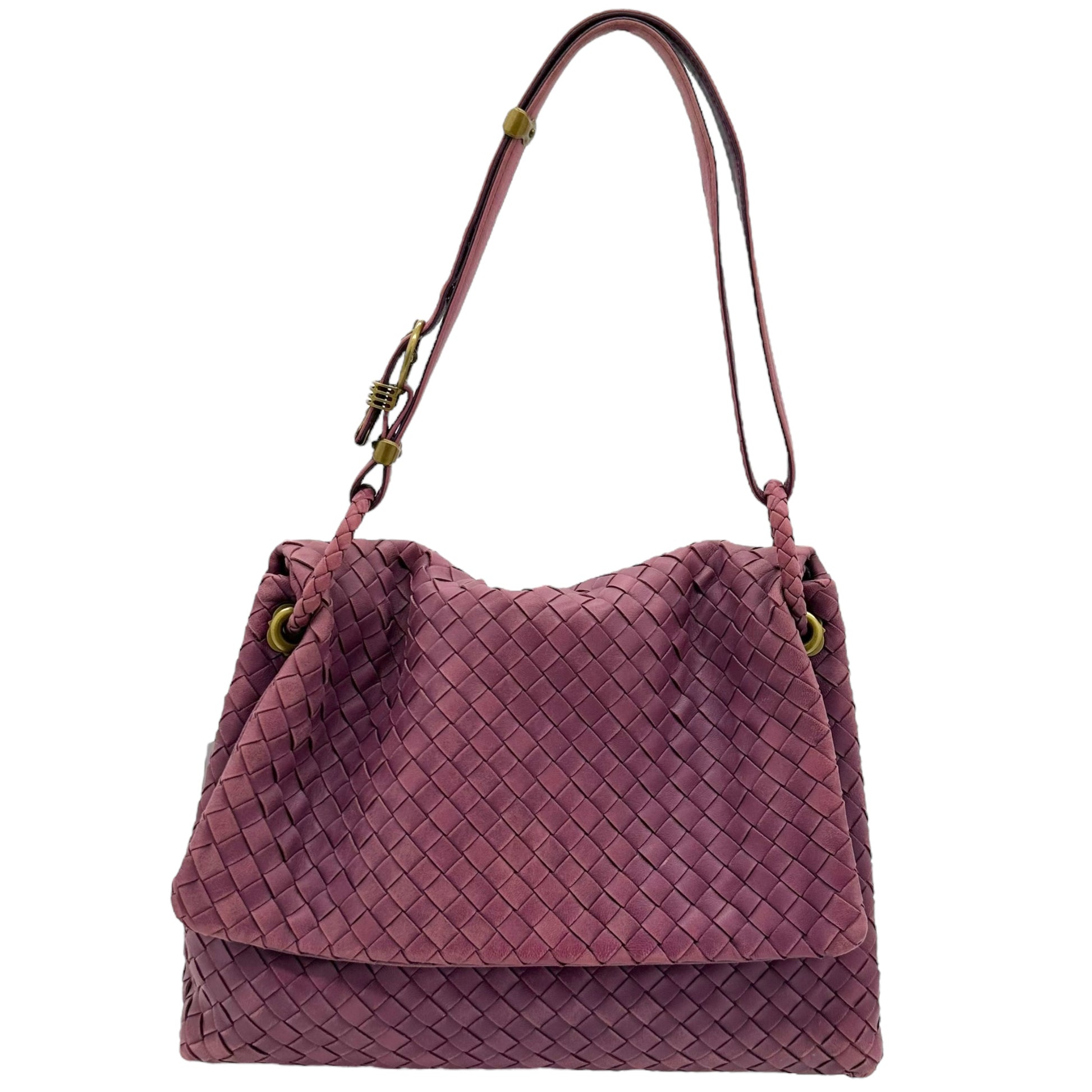 Bottega Veneta Purple Intrecciato Woven Leather Shoulder Bag - Outfit Repeater