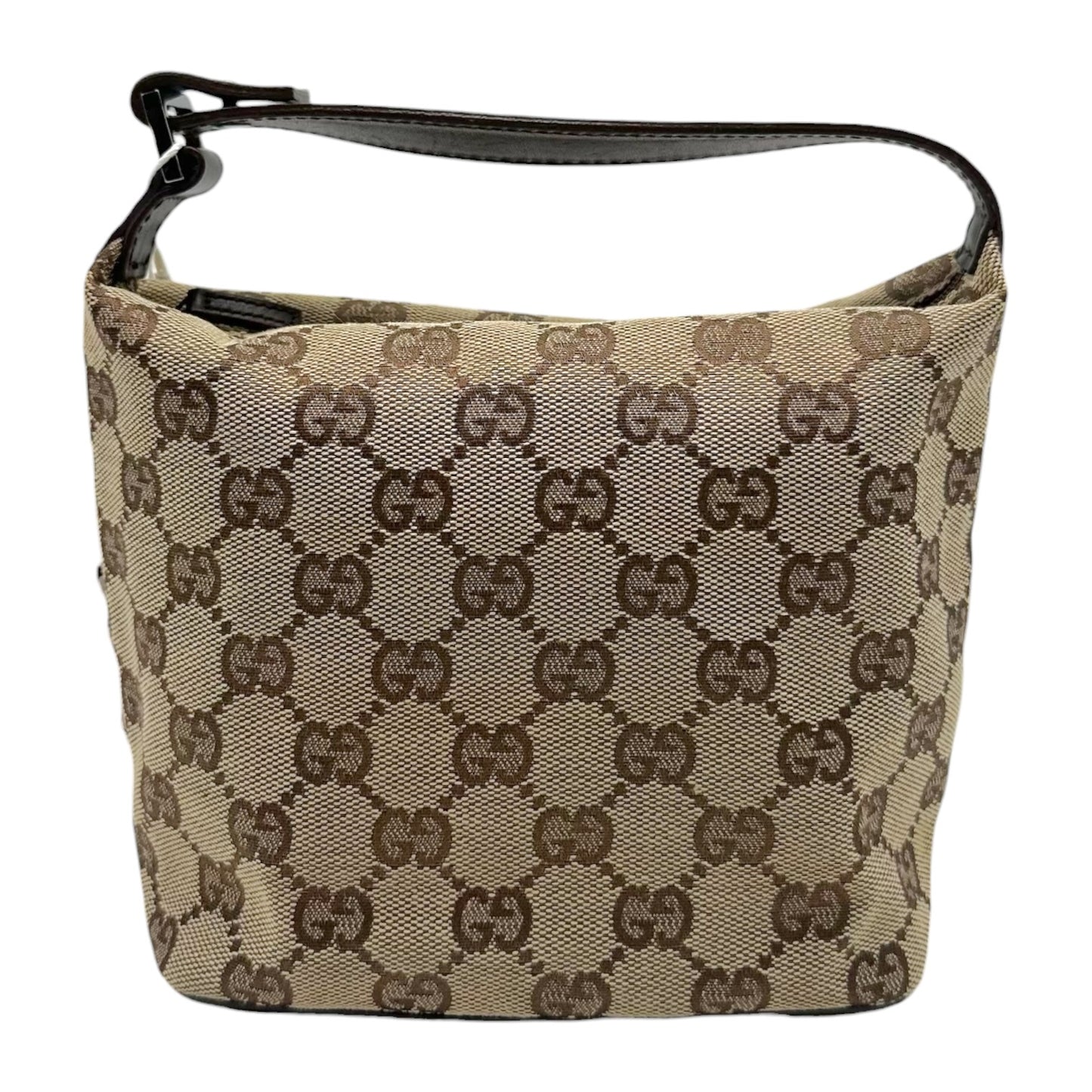Gucci Small Top Handle Pochette Bag Tan Brown Monogram