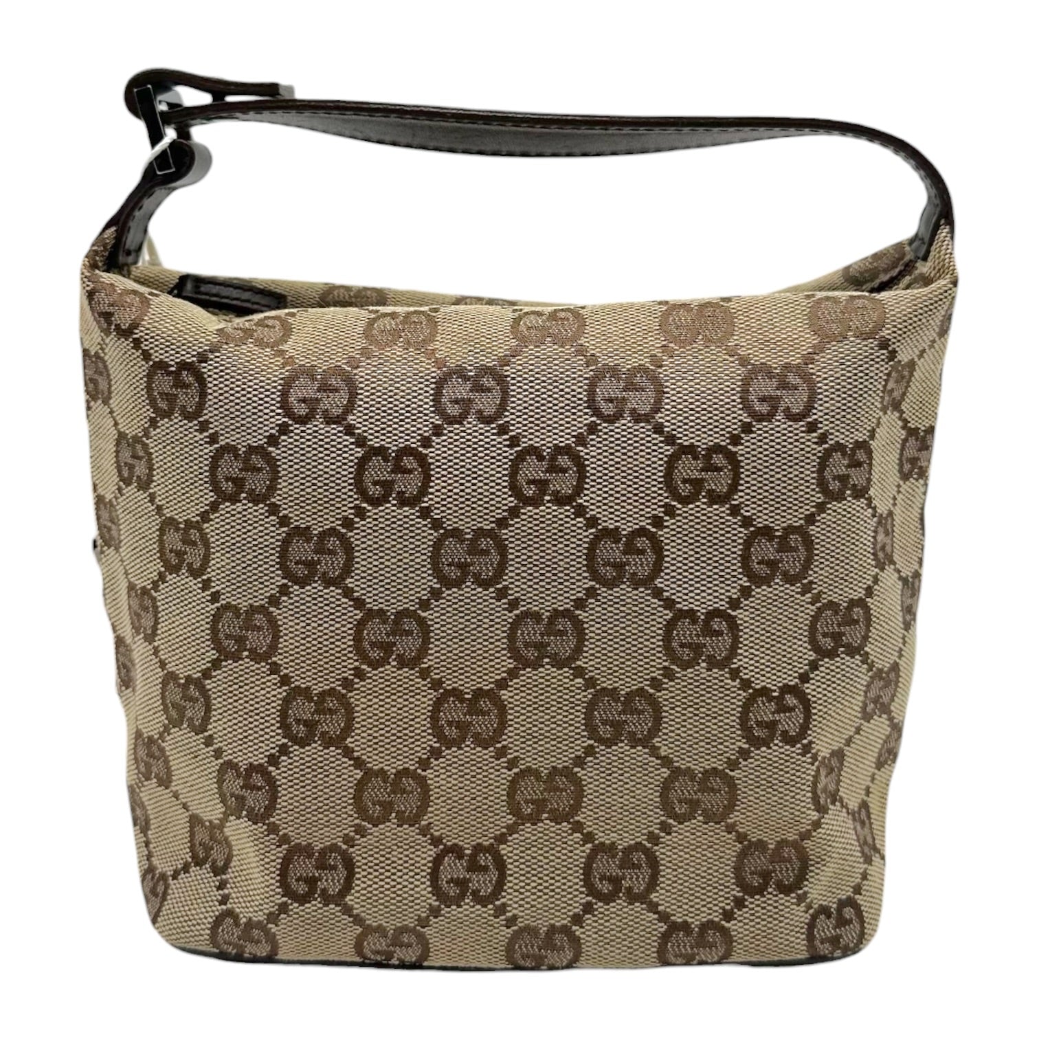 Gucci Small Top Handle Pochette Bag Tan Brown Monogram