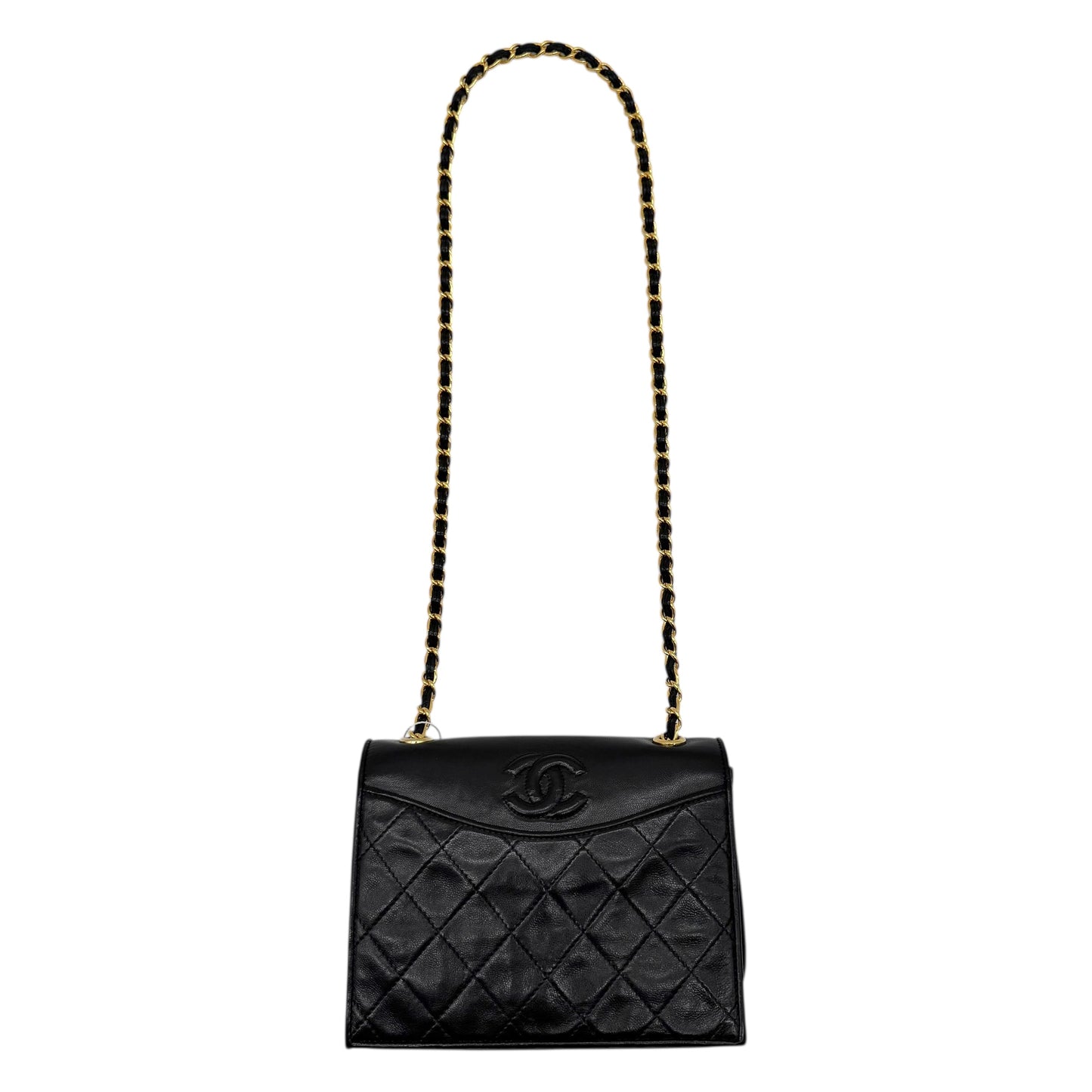 Chanel Black Lambskin Matelasse Quilted Crossbody Bag 1989-91 - Outfit Repeater