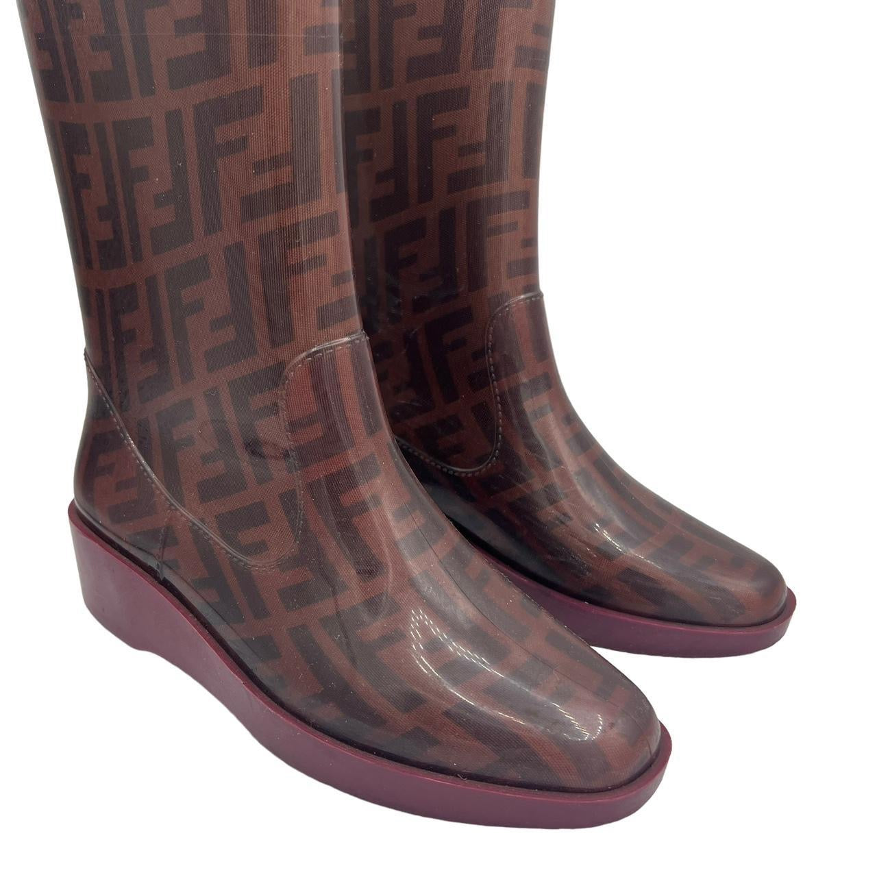 Fendi Purple Zucca Monogram Rain Boots