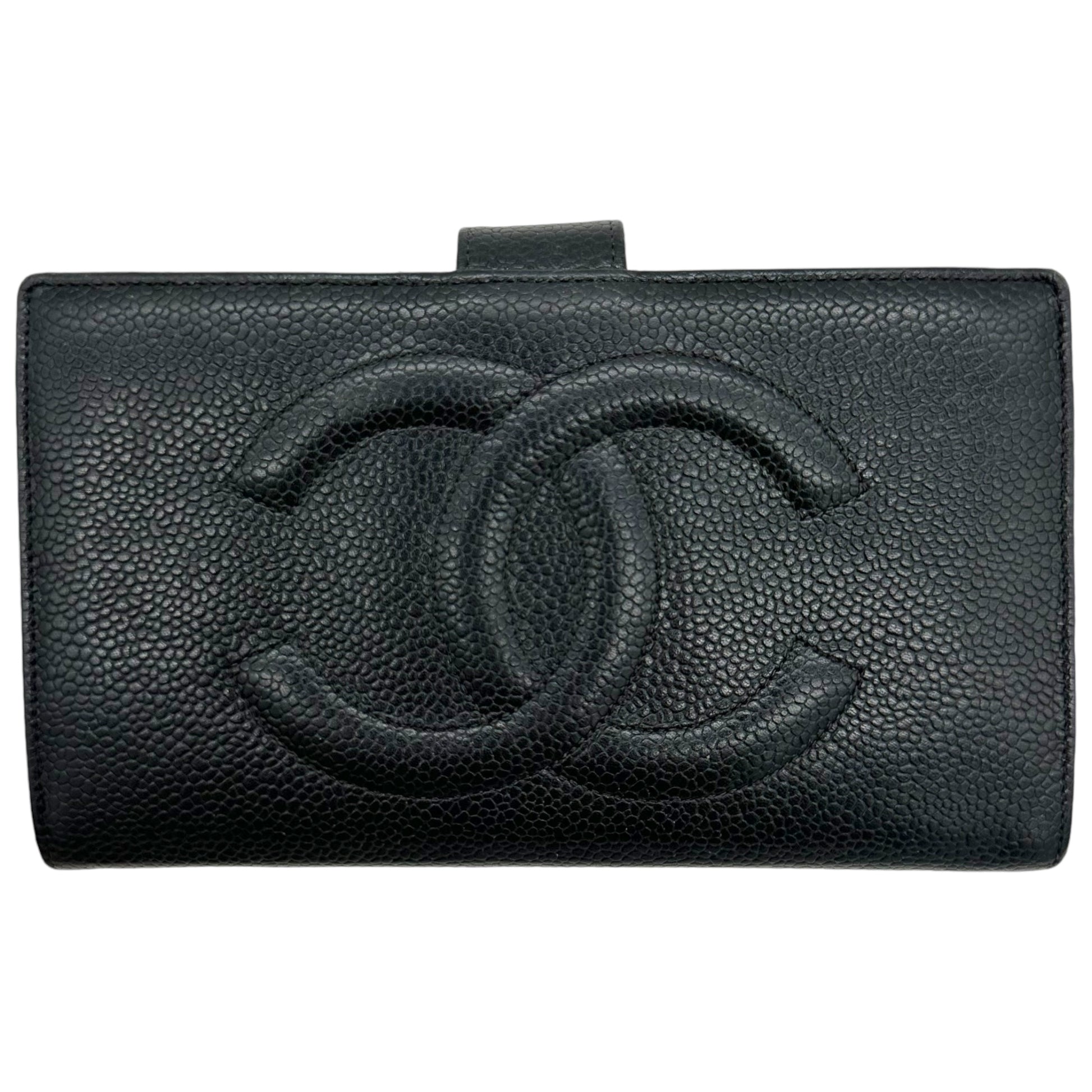 Chanel Black Caviar Leather Logo Wallet