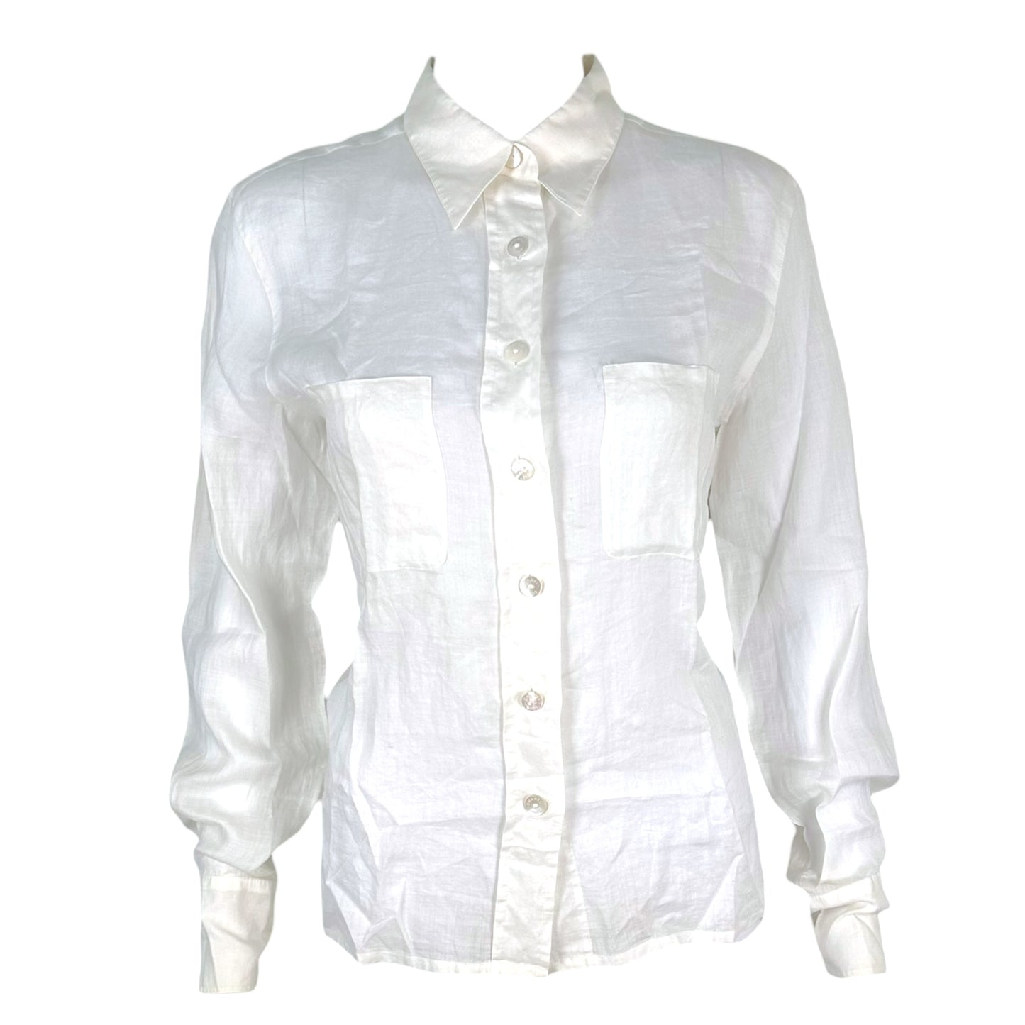 Chanel 90's White Linen Button Down Blouse