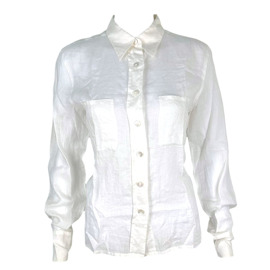 Chanel 90's White Linen Button Down Blouse