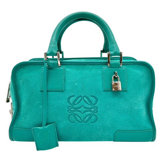 Loewe Turquoise Amazona 28 Suede Logo Bag
