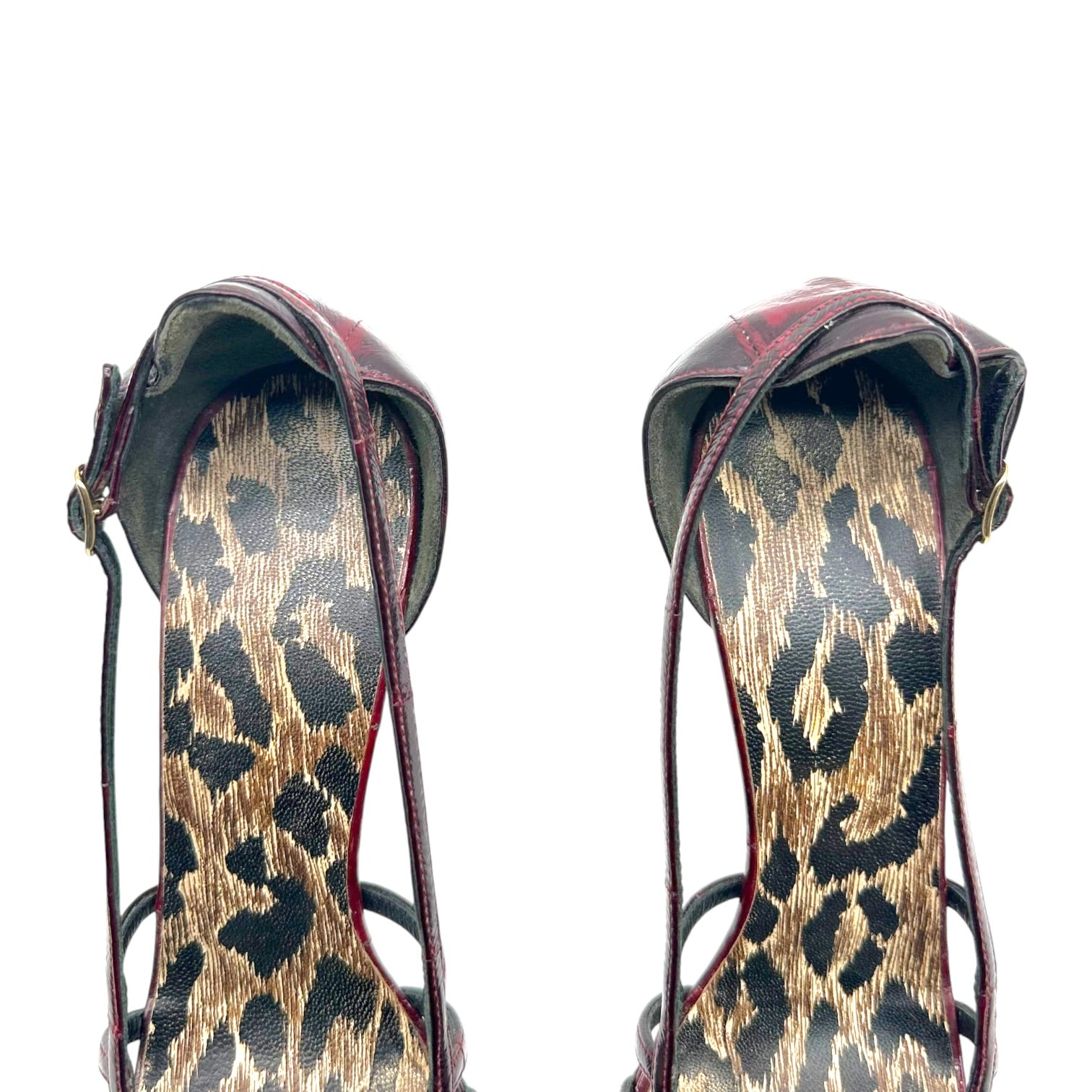 Dolce & Gabbana Burgundy Eel Skin Strappy Heels