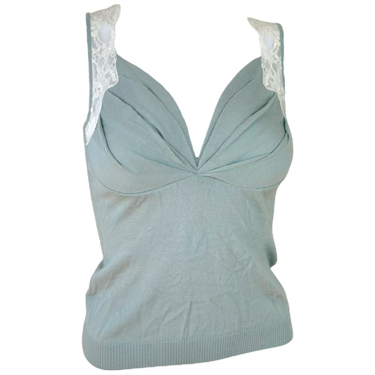 Christian Dior S/S 2005 Light Blue Lace Knit Tank Top NEW