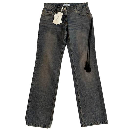Dolce & Gabbana Dark Blue-Gray Jeans with Tassel Detail