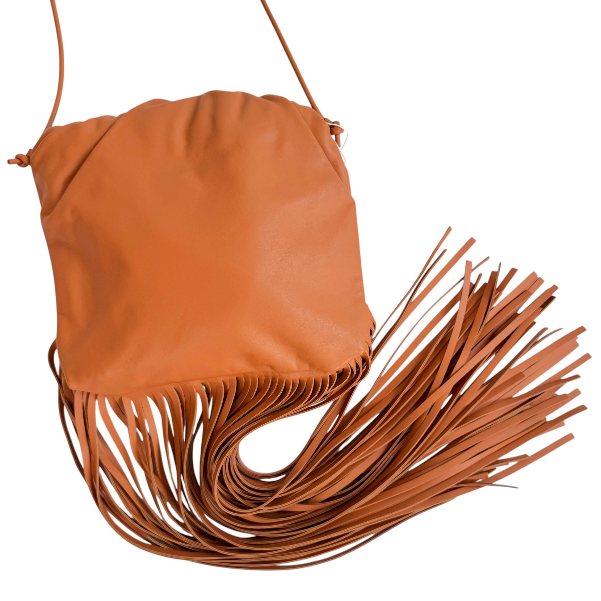 Bottega Veneta Cognac Brown Fringe Pouch Shoulder Clutch Bag