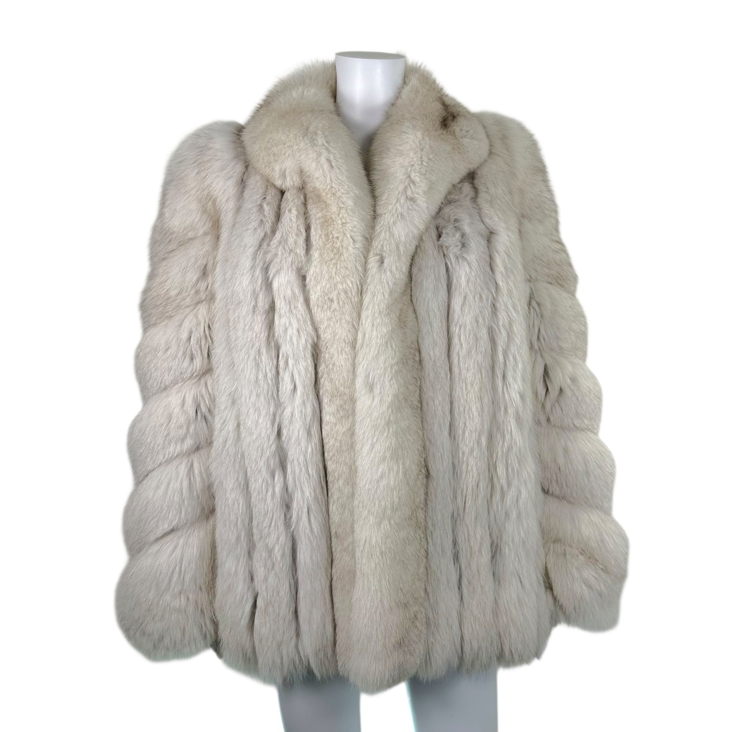 Saga White Gray Fox Fur Coat Full-Length Vintage