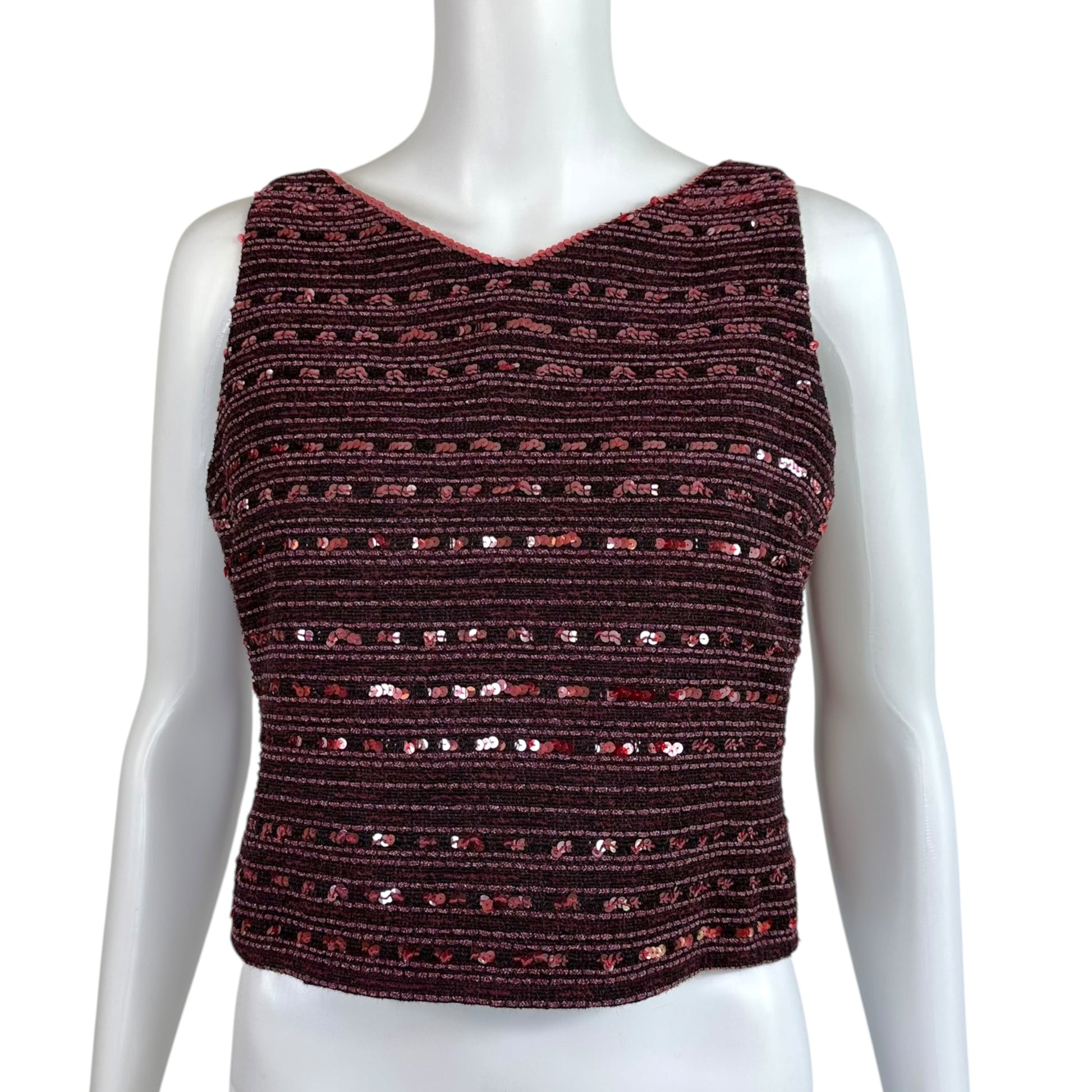Chanel Tweed Top Pink Purple Sequin Embellished Fitted