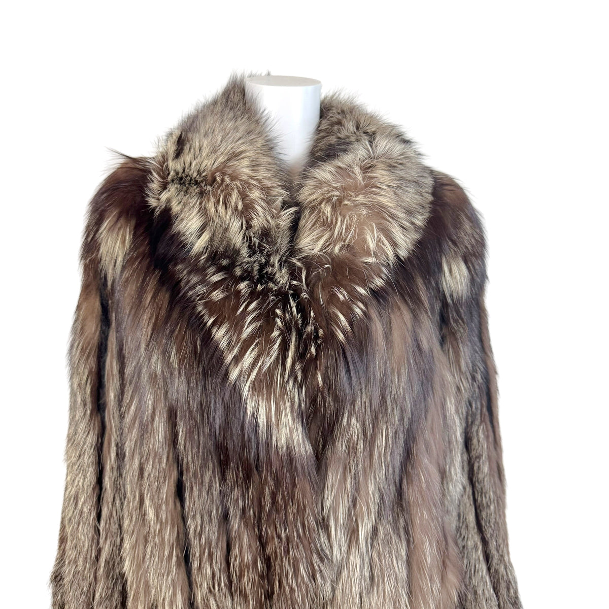 Saga Fox Mid-Length Coat Ivory Tipped Silver Fox Fur