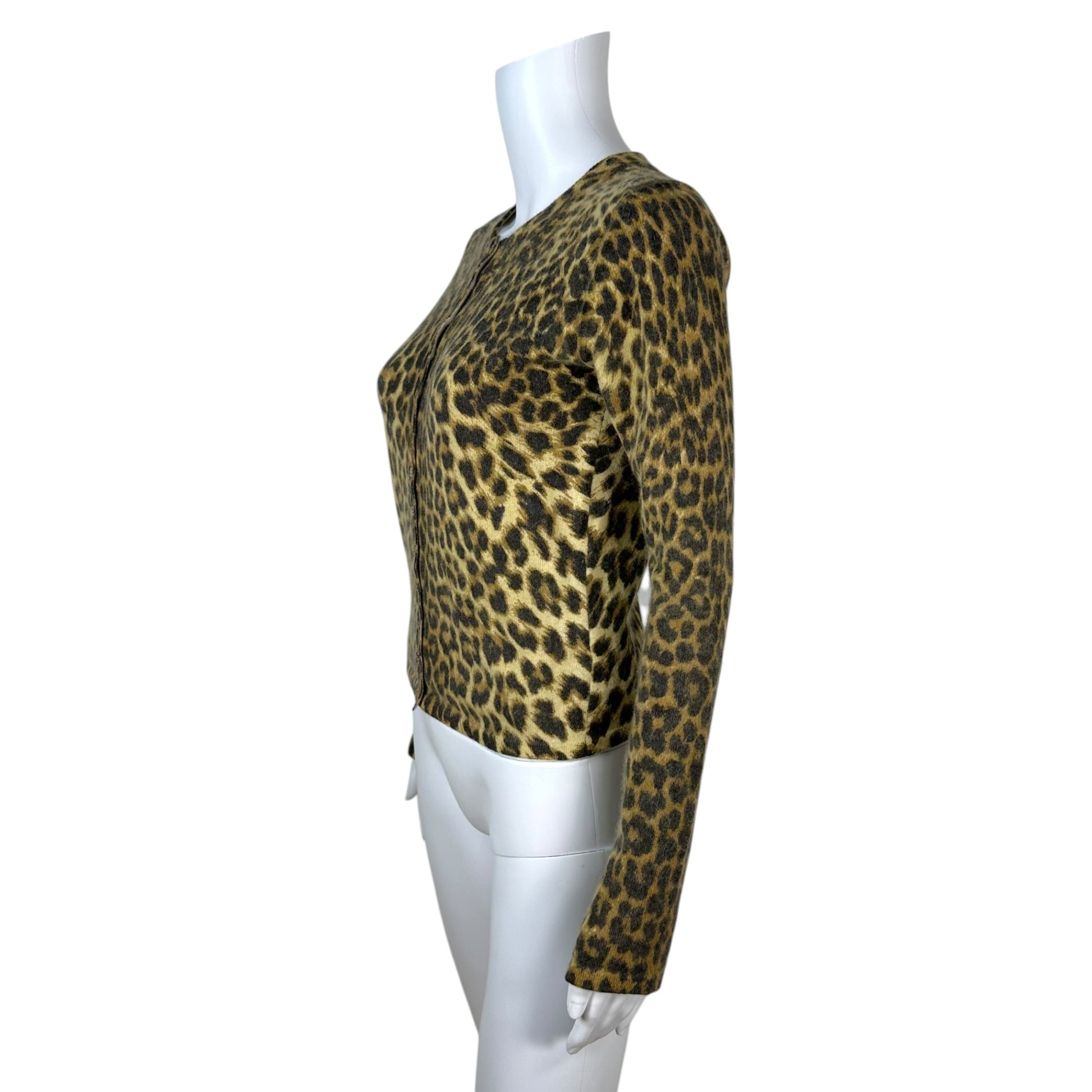 John Galliano Angora Leopard Print Knit Cardigan