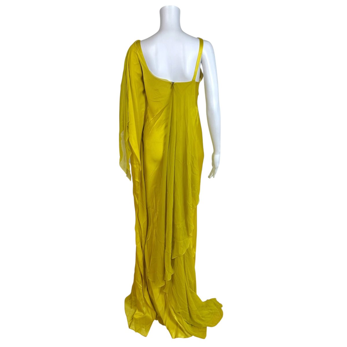 Versace Collection Yellow Silk Gown with Medusa Logo Hardware
