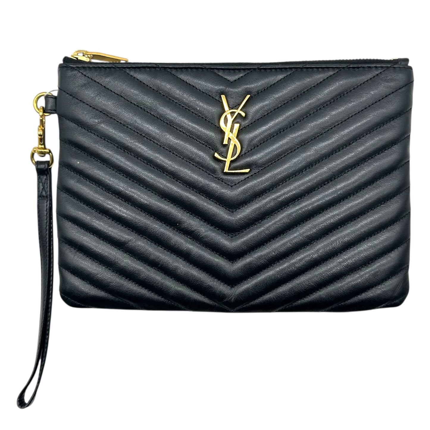 Saint Laurent Paris Black Quilted Small Logo Clutch
