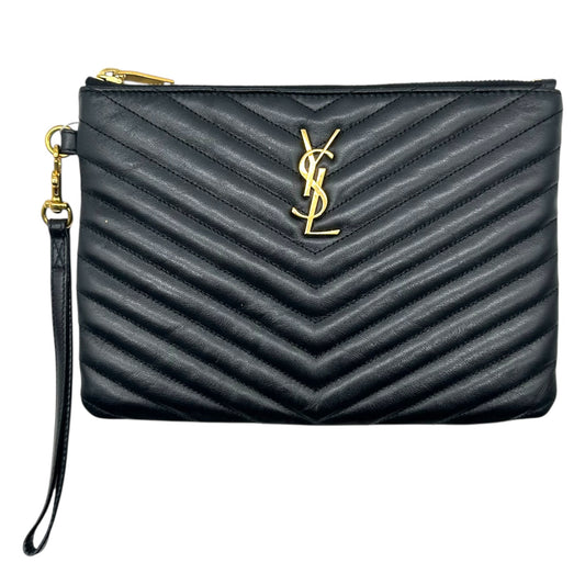 Saint Laurent Paris Black Quilted Small Logo Clutch