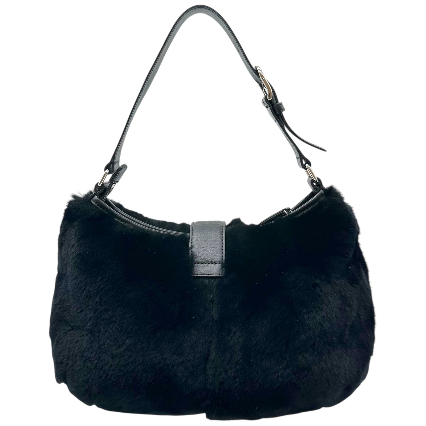 Courreges Black Rabbit Fur Shoulder Bag