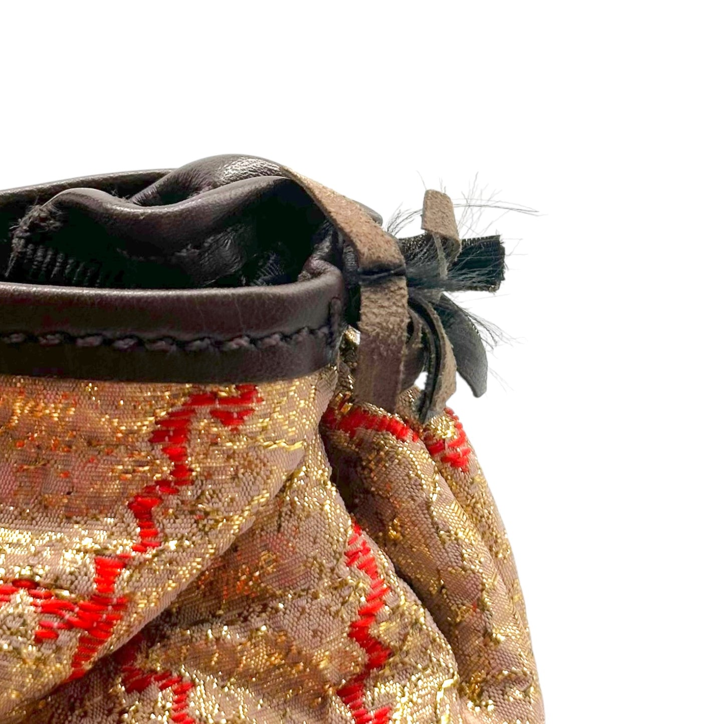 Prada Red & Gold Metallic Damask Handbag