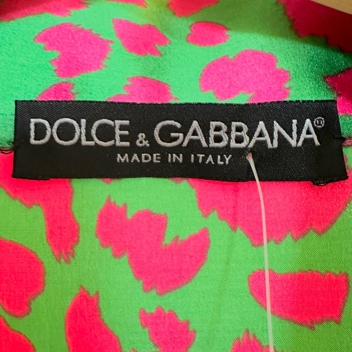 Dolce & Gabbana Pink & Green Leopard Print Blouse