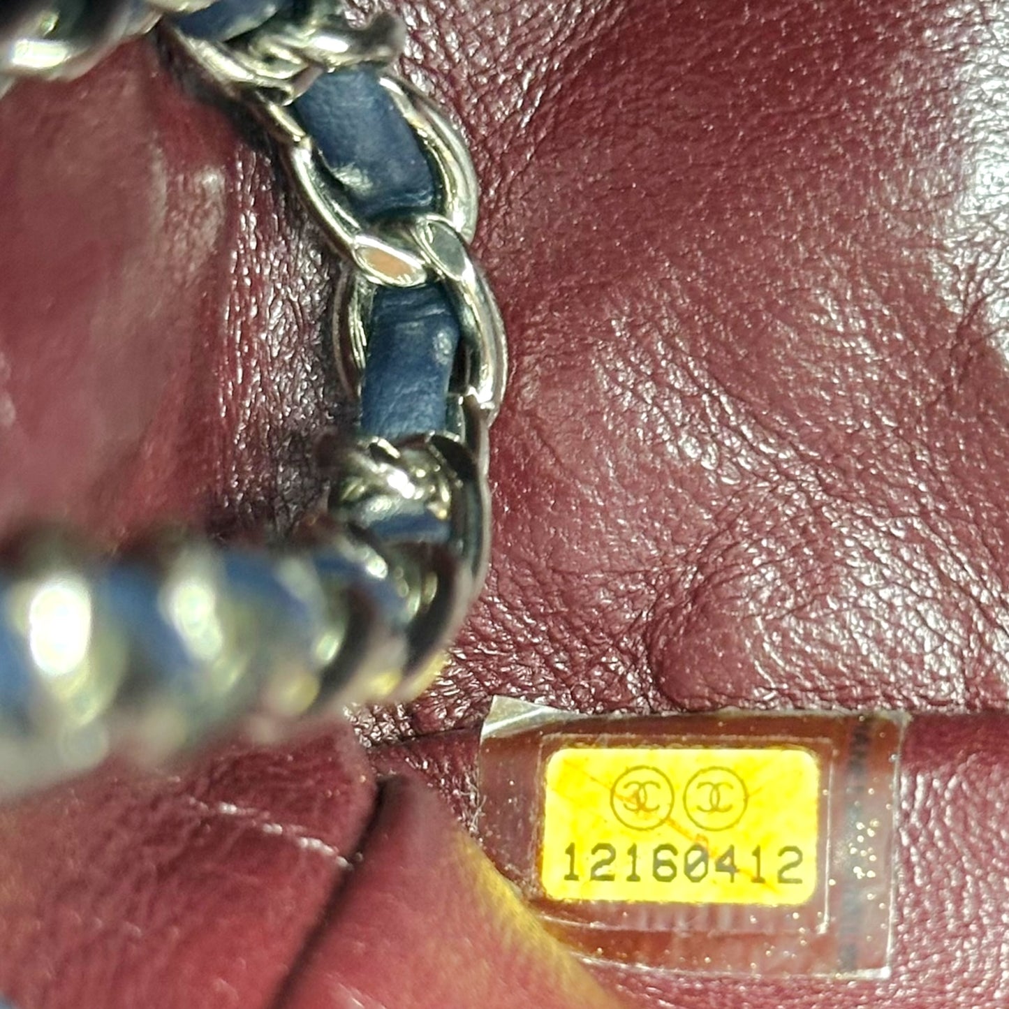 Chanel Navy Blue & Silver Mini Square Flap Crossbody Bag