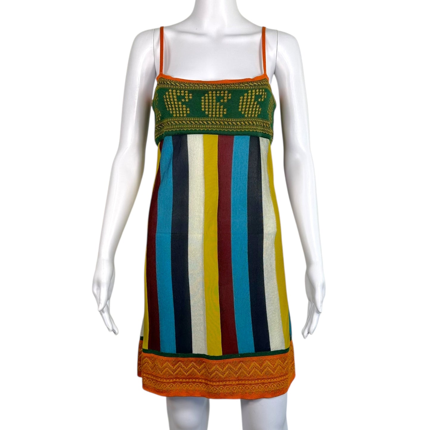 Jean Paul Gaultier Maille Multicolor Striped Knit Mini Dress