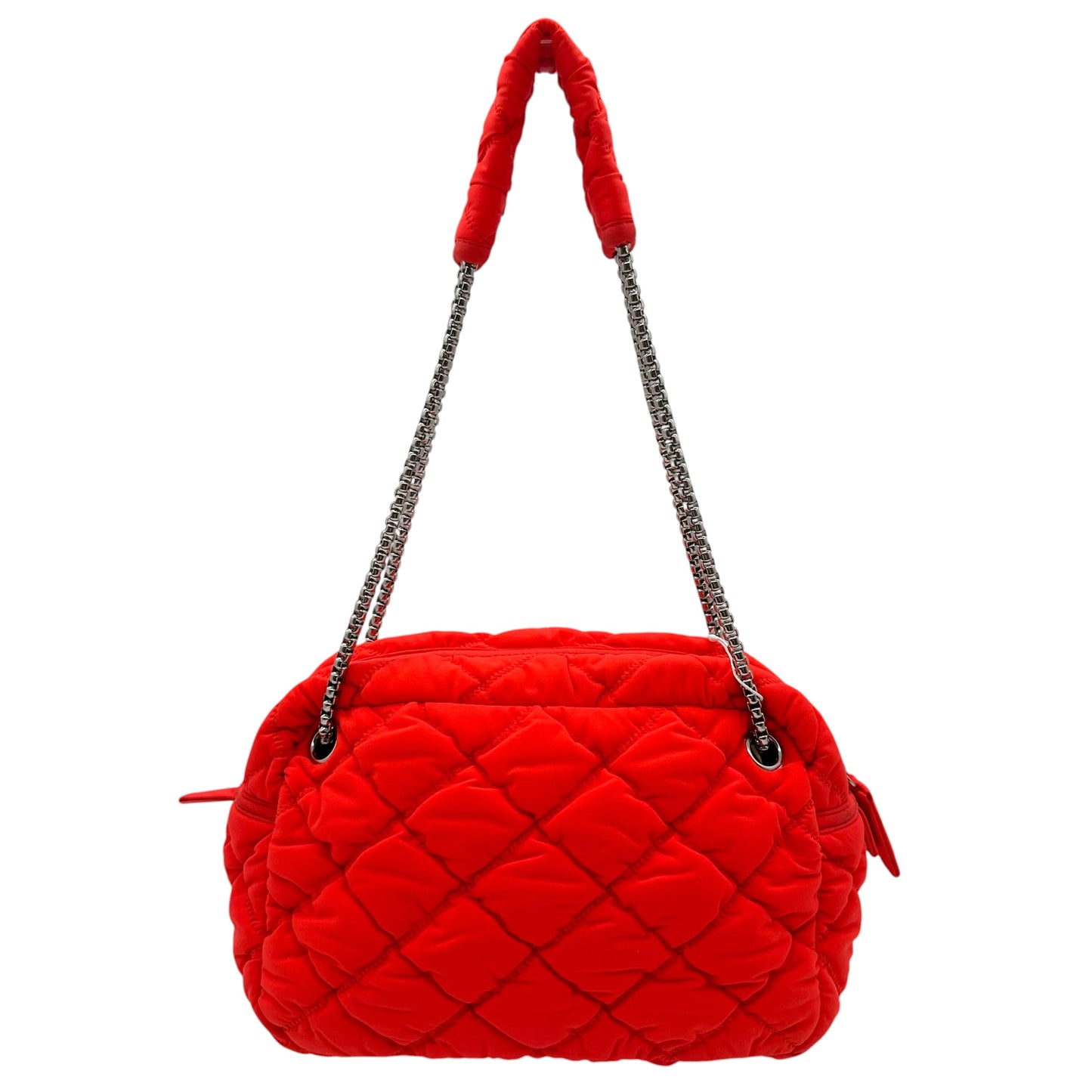 Chanel Bubble Quilt Bowler Bag Neon Red-Orange