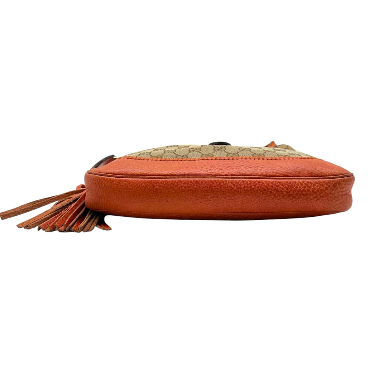 Gucci Burnt Orange & Tan Monogram New Jackie 2-Way Fringe Trim Shoulder Bag