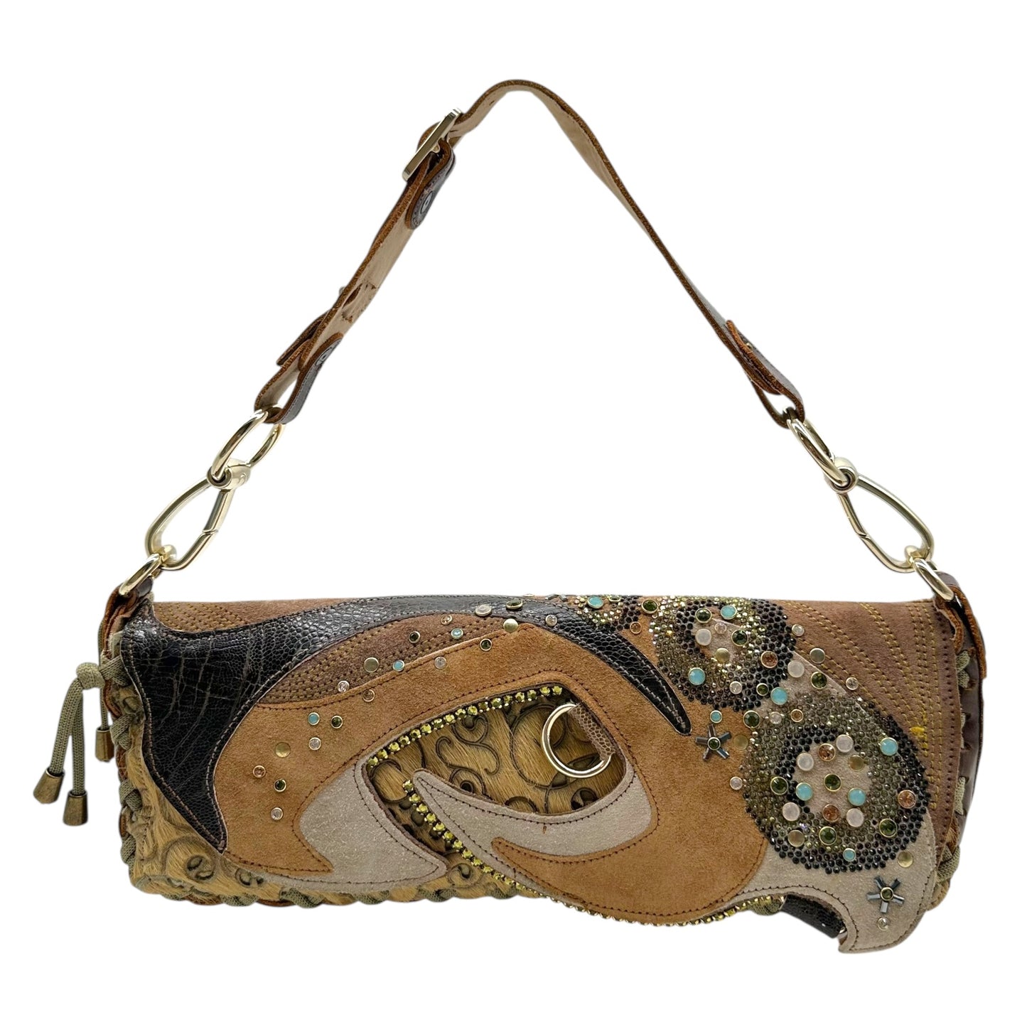 Bracher Emden Rhinestone Patchwork East West Shoulder Bag