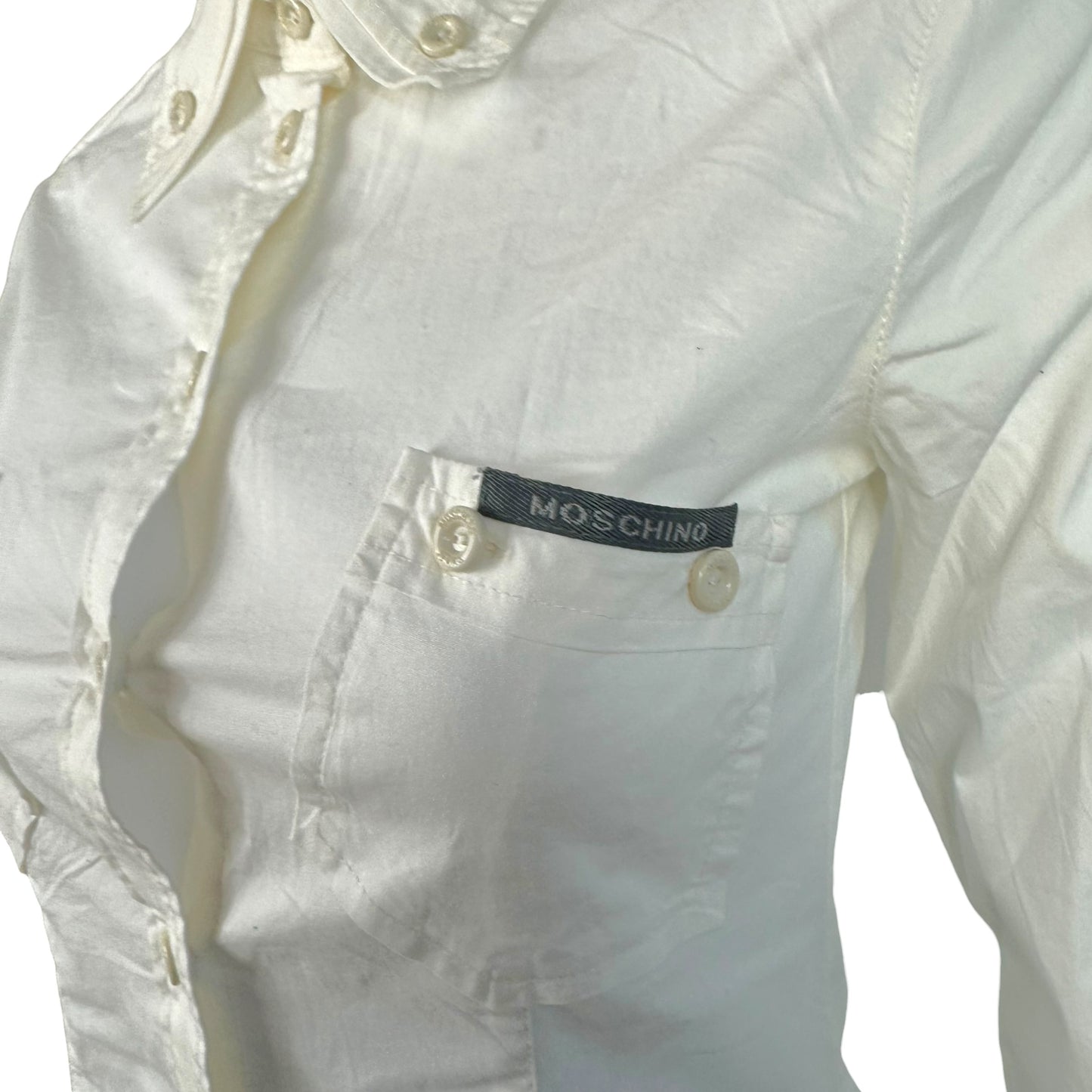Moschino Jeans White Button Down Sleeve Blouse