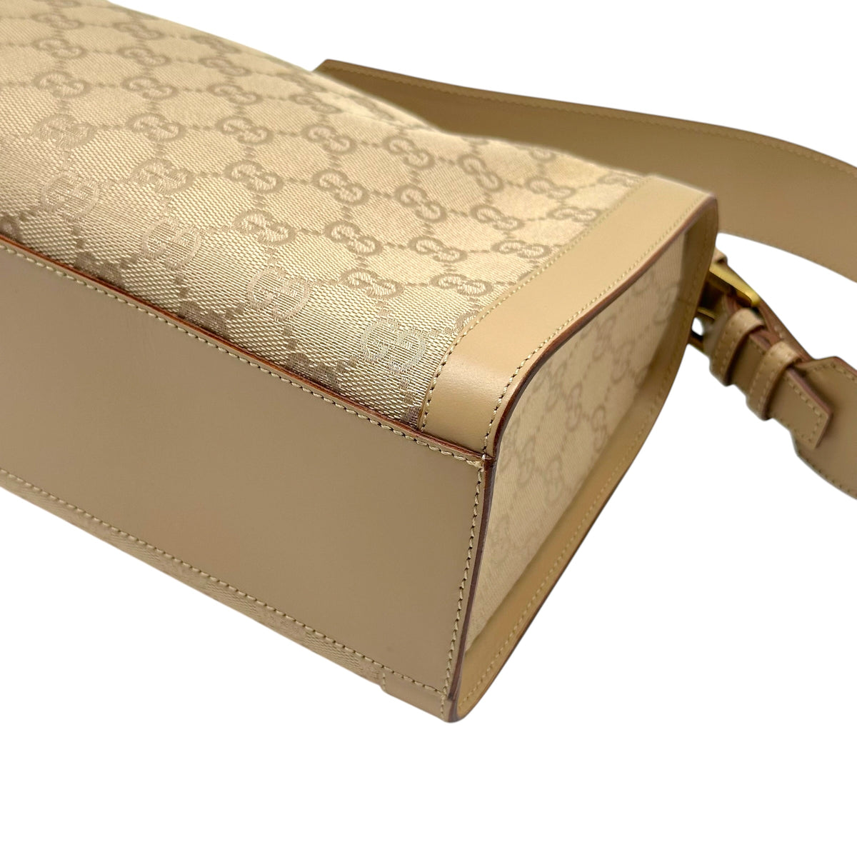 Gucci Shoulder Bag Light Beige Monogram Canvas Leather