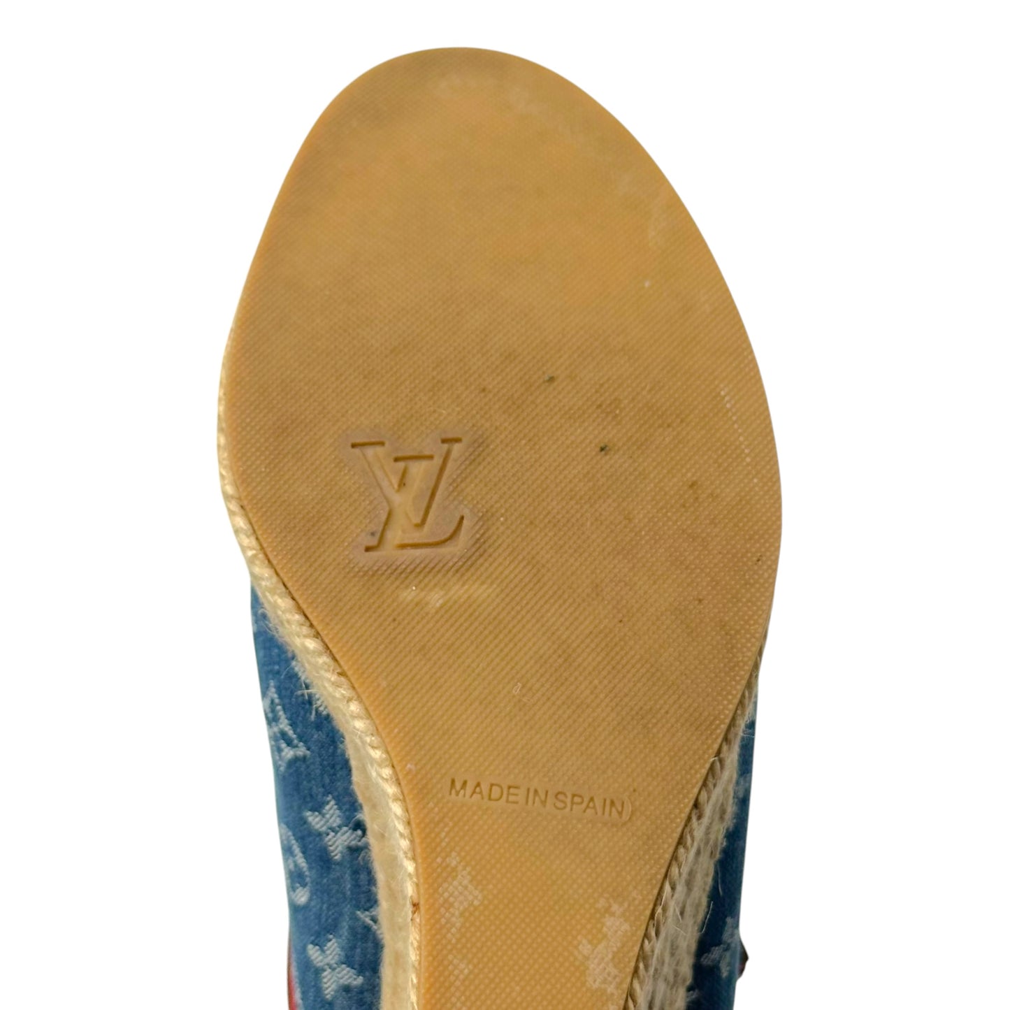 Louis Vuitton Denim Monogram Wedge Mule Heels