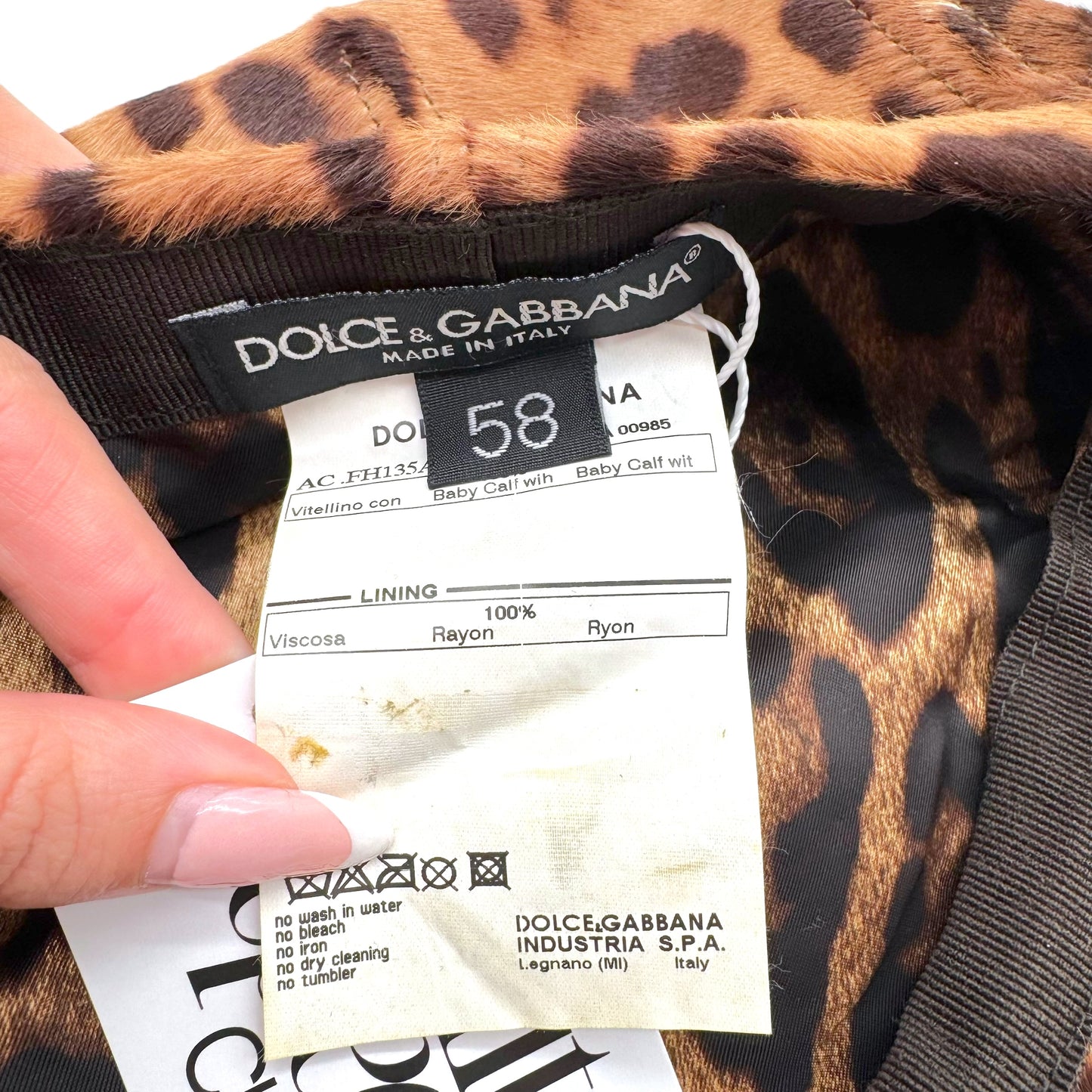 Dolce & Gabbana Leopard Print Ponyhair Newsboy Hat