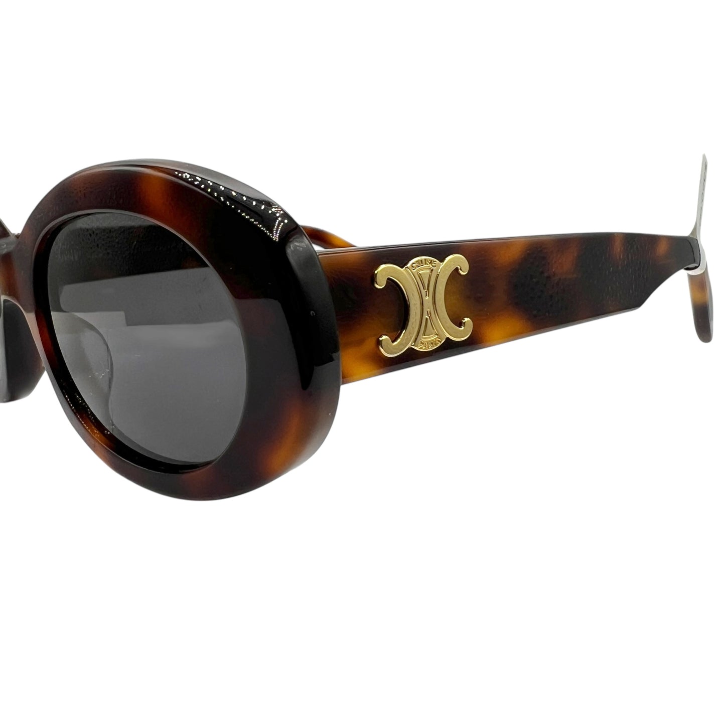 Celine Tortoise Oval Sunglasses w/ Gold Triomphe Logo CL40194U
