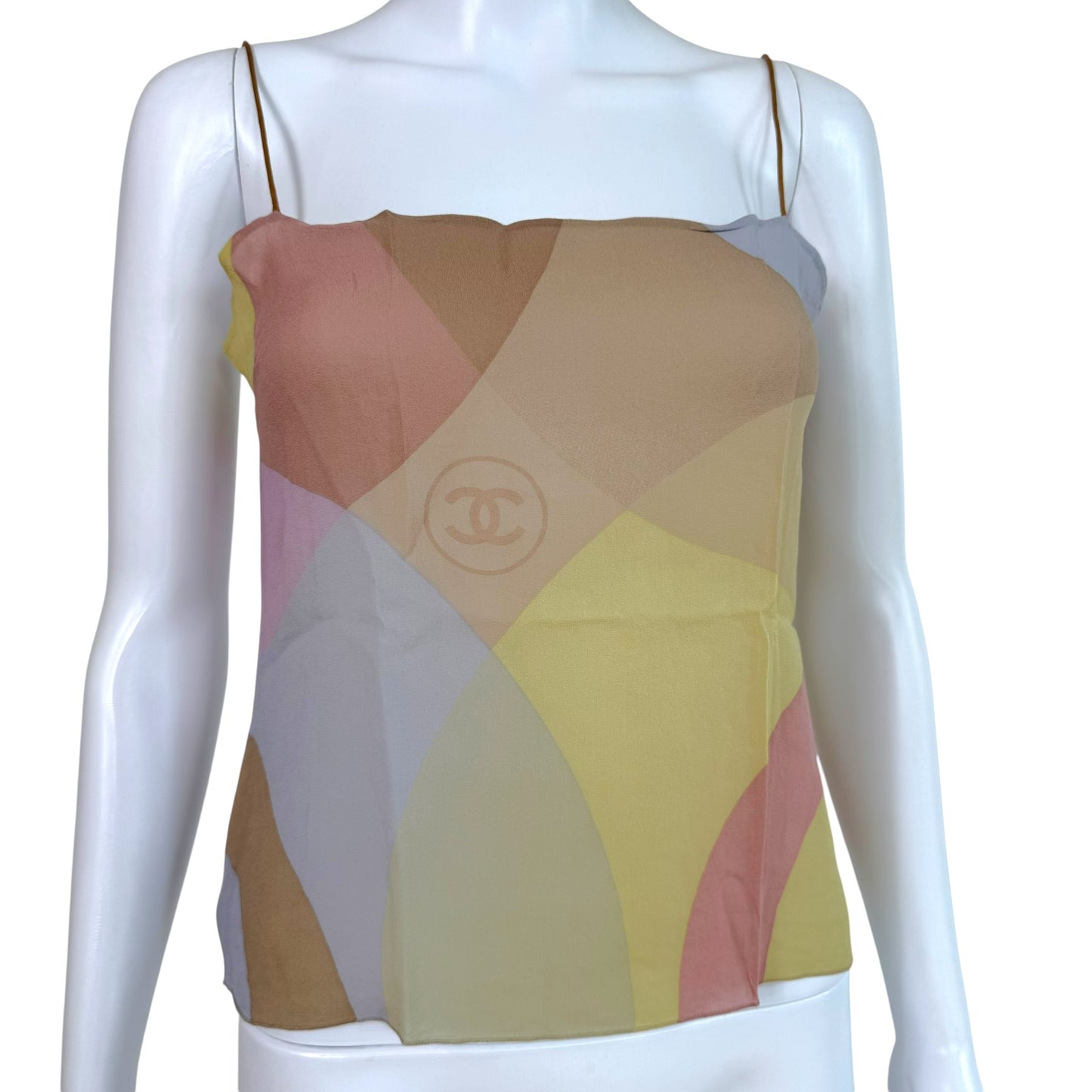 Chanel Cruise 2001 Pastel Multicolor Silk Logo Cami