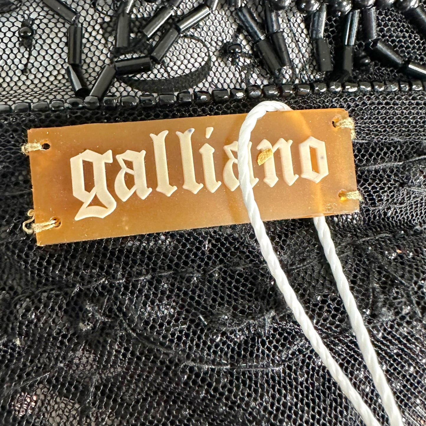 Galliano Black Beaded Open Knit Cropped Bolero Cardigan