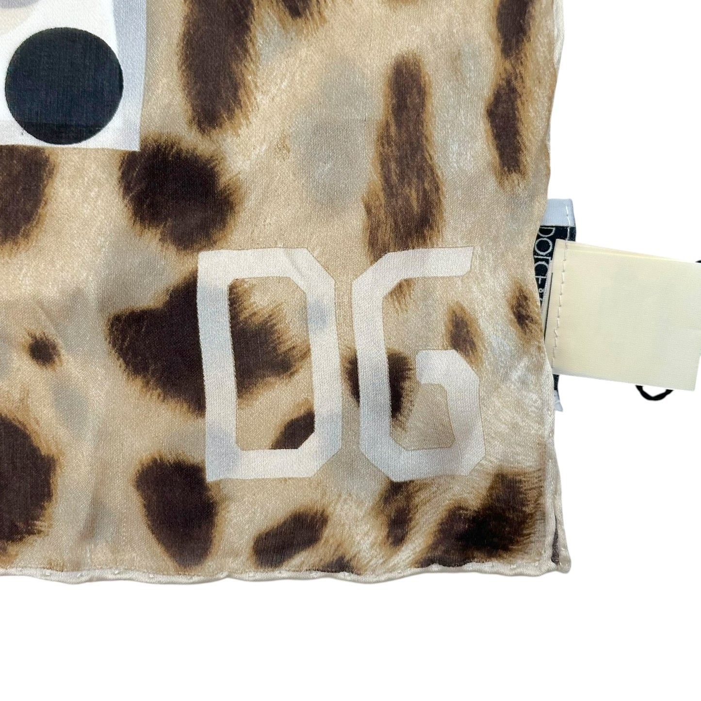 Dolce & Gabbana Polka Dot & Leopard Print Large Silk Scarf NEW