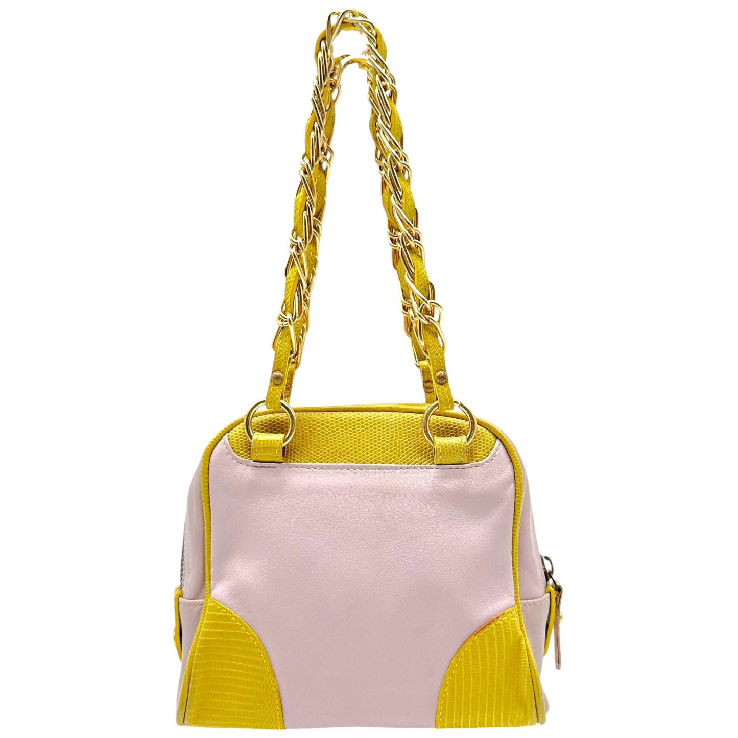 D&G Dolce & Gabbana Lavender & Yellow Mini Logo Bowler Bag