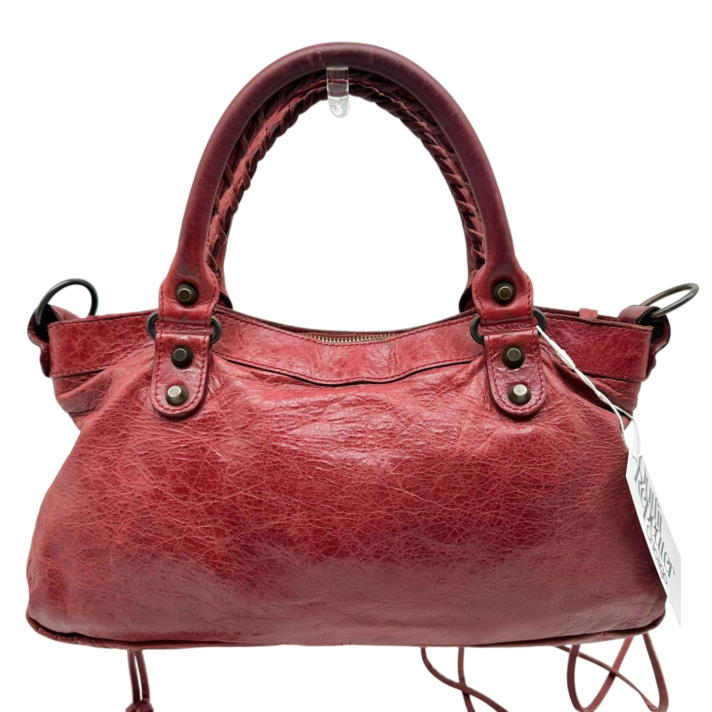 Balenciaga Burgundy Leather 2-Way City Bag