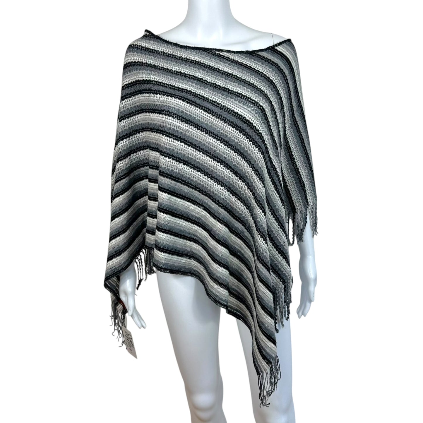 Missoni Black & White Knit Wool Blend Poncho