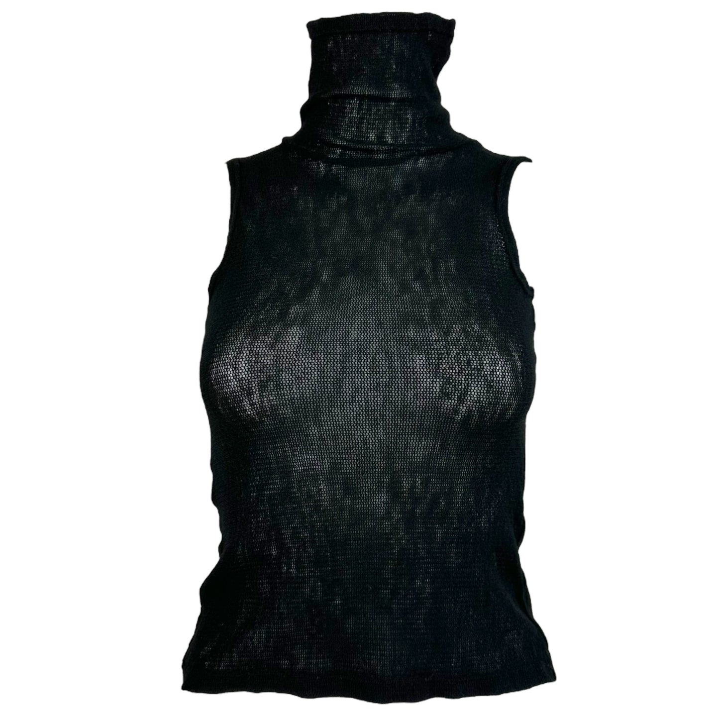 Jean Paul Gaultier Black Semi-Sheer Sleeveless Turtleneck - Outfit Repeater