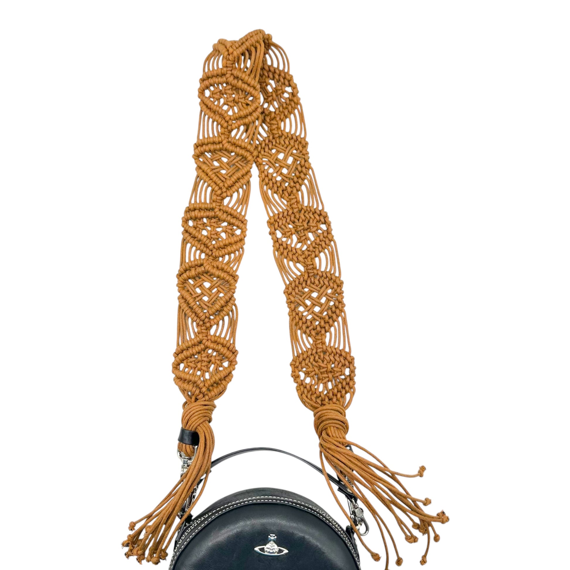 Vivienne Westwood Round Black Crossbody Bag With Macrame Strap